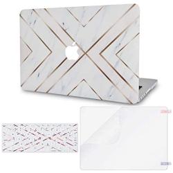 LuvCase 3 in 1 Laptop Case Compatible with Old MacBook Pro 13'' (CD Drive, 2008-2012) A1278 Hard Shell Cover, Matching Keyboard Cover & Screen Protector (White Marble Gold Stripes)
