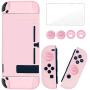 BRHE Dockable Switch Protective Case Cover for Nintendo Switch Joy-Con Controllers with Glass Screen Protector, Anti-Scratch Shock-Absorption Grip Cover - Pink