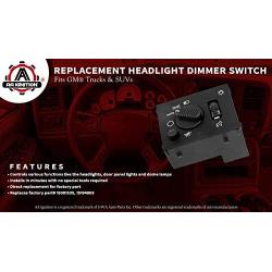 Headlight Instrument Panel Dimmer Dome Lamp Switch - Replaces D1595G, 19381535, 15194803, 1S8489 - Compatible with Chevy, GMC & Hummer Vehicles - Silverado, Avalanche, Suburban, Tahoe, Sierra, Yukon