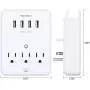 POWRUI Multi Wall Outlet Adapter Surge Protector 1680 Joules with 4-USB Ports Wall Charger, Wall Mount Charging Center 3 Outlet Wall Mount Adapter for Home, School, Office, ETL Certified