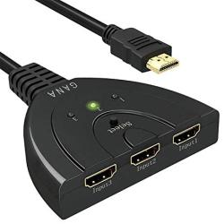 HDMI Switch,GANA Gold Plated 3-Port HDMI Switcher,Splitter, Supports Full HD1080p, 3D with High Speed Pigtail Cable