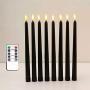 Datomarry Pack of 12 Black Base Flickering Flameless Taper Candles with Remote and Timer,11 inch Yellow Glow Plastic Battery Powered Realistic Christmas Candles Lights
