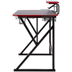 Amazon Basics Gaming Computer Desk with Storage for Controller, Headphone & Speaker - Red