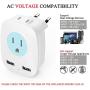 European Travel Plug Adapter International USB Charger with 2 USB Ports,2 AC Outlet for USA to Most of Europe Coutries France Spain Italy Turkey Iceland (Type C) 2-Pack