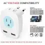 European Travel Plug Adapter International USB Charger with 2 USB Ports,2 AC Outlet for USA to Most of Europe Coutries France Spain Italy Turkey Iceland (Type C) 2-Pack
