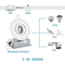 Gimbal LED Downlight NICKLED 4inch Recessed Ceiling Lights with IC Rated J-Box,Adjustable LED Bathroom Lights