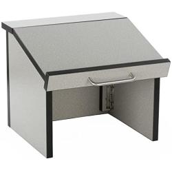 12.6''H Tabletop Portable Podium, Folding, Angled Surface with Lip, Hollow Storage Area (Gray)