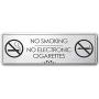 No Smoking No Electronic Cigarettes - Laser Engraved Sign - 3''x9'' - .050 Brushed Silver Plastic