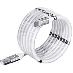 Magnetic Phone Charge Cable,(0.9M/3FT) USB Type C Retractable Fast Charging Cord Self Winding Super Organized Neatly Arranged Nano Portable 360 Degree Coiling Data Cords for Android Device (White)