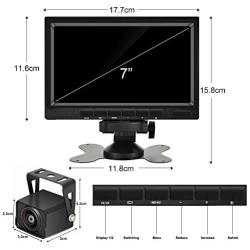 Car Backup Camera System Rearview Mirror with DVR Function 1080P HD 7 Inch Monitor Waterproof Night Vision Rear Veiw Camera for Truck Trailer Heavy Box RV Camper Bus 12V-36V