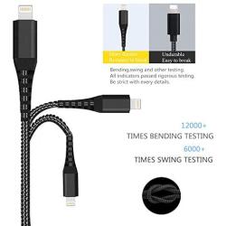 iPhone Charger Cable Lightning Cable SHARLLEN 5 Pack [3FT/3FT/6FT/6FT/10FT] Nylon Braided Lightning Cord Fast Long Cords iPhone Charging Cable Compatible/XS/Max/X/8 Plus/8/7/7P/iPad/iPod Black