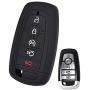 Silicone Car Remote Key Case for Ford Fusion Mustang F-150 F-250 F-350 F-450 F-550 2017 2018 2019 2020 Cover Keyless Fob Shell Skin Holder (Black+Pinkish)