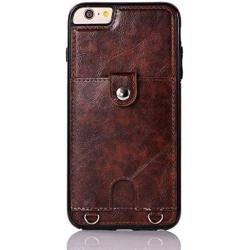 Jaorty PU Leather Wallet Case for iPhone 6 Plus/6S Plus Necklace Lanyard Case Cover with Card Holder Adjustable Detachable Anti-Lost Neck Strap for 5.5 inch Apple iPhone 6 Plus,iPhone 6S Plus,Brown