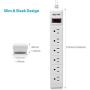 BESTEK 6-Outlet 6 Feet Extension Cord Power Strip 15A 1875W Surge Protector Desktop Charging Station, 200Joules, Right Angle Flat Plug, Ultra-Compact Wide Spaced Multi Outlets Plugs Sockets, White