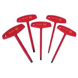 WIHA 33478 Insulated T-Handle Hex Metric Set with 4.0, 5.0, 6.0, 8.0 and 10.0mm, 5-Piece