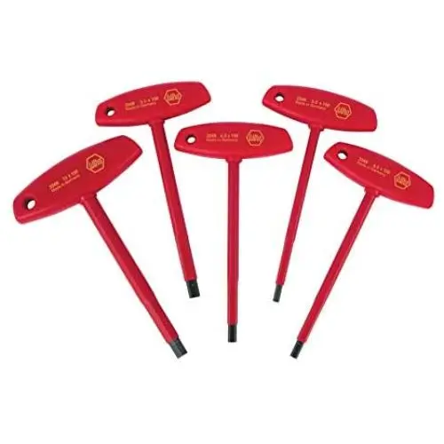 WIHA 33478 Insulated T-Handle Hex Metric Set with 4.0, 5.0, 6.0, 8.0 and 10.0mm, 5-Piece