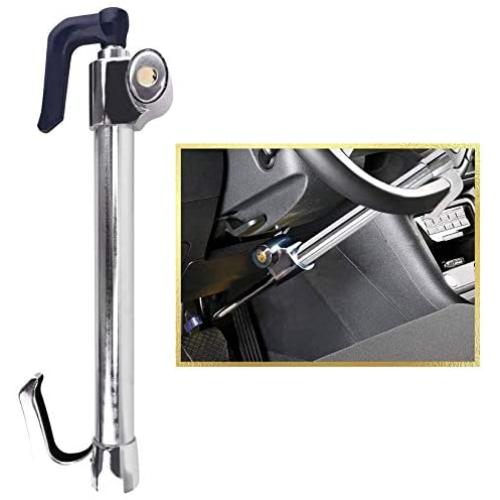 Tevlaphee Universal Steering Wheel Brake Lock Anti-Theft Retractable Double Hook Car Clutch Pedal Lock for Car Truck SUV Van Security with 3 Keys