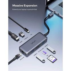 VAVA USB C Hub, 8-in-1 USB C Adapter with 4K HDMI, 1Gbps RJ45 Ethernet Port, USB 3.0, SD/TF Card Reader, 100W PD Charging Port for MacBook/Pro/Air and Type C Windows Laptops