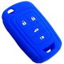 LemSa 2pcs Silicone 4 Buttons Flip Key Fob Cover Remote Keyless Entry Bag Compatible with Chevrolet Camaro Cruze Chevy Equinox Sonic Terrain Key Fob, Black/Blue