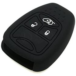 SEGADEN Silicone Cover Protector Case Holder Skin Jacket Compatible with CHRYSLER DODGE JEEP Remote Key Fob CV4751 Black