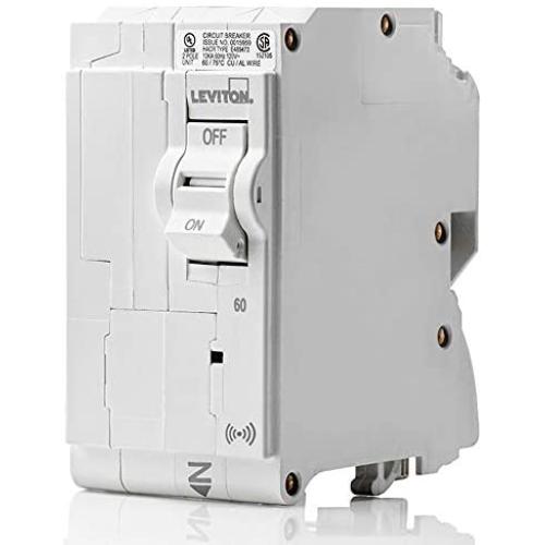 Leviton LB260-S 60 Amp, 2-Pole Plug-on Smart Standard Branch Circuit Breaker, 120 VAC, White