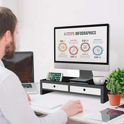 Monitor Stand Riser with Drawer - Desk Shelf Organizer Keyboard Storage Black 22'' x 10.6'' x 4.7''