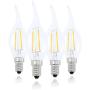 Lamsky E14 European Base LED Filament Candle Light Bulb,2W 2700K Warm White 200LM,C35 Bent Tip Flame Shape,20W Incandescent Equivalent,Non-dimmable,4 Pack