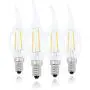 Lamsky E14 European Base LED Filament Candle Light Bulb,2W 2700K Warm White 200LM,C35 Bent Tip Flame Shape,20W Incandescent Equivalent,Non-dimmable,4 Pack