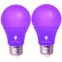 2 Pack BlueX LED A19 Purple Light Bulb - 9W (60Watt Equivalent) - E26 Base LED Purple Bulb, Party Decoration, Porch, Home Lighting, Holiday Lighting, Decorative Illumination (Purple)