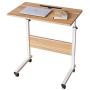 DlandHome 23.6 Inches Medium Size Mobile Side Table, Adjustable Movable w/Tablet Slot & Wheels, Portable Laptop Stand for Bed Sofa, D-05#3-60O, Oak, 1 Pack