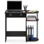 Furinno Go Green Home Laptop Notebook Computer Desk/Table, With 2 Bin Drawers, Black/Grey/Black