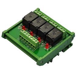 Electronics-Salon DIN Rail Mount 4 SPDT 10Amp Power Relay Interface Module, DC 12V Version.