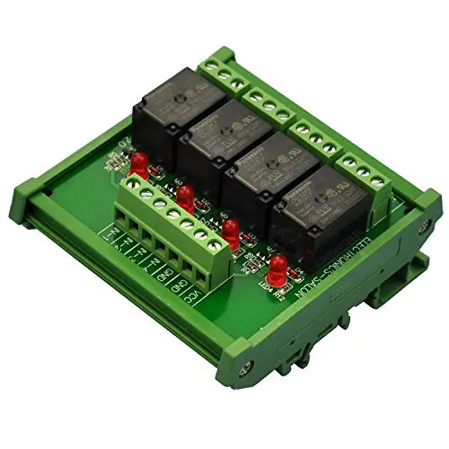 Electronics-Salon DIN Rail Mount 4 SPDT 10Amp Power Relay Interface Module, DC 12V Version.