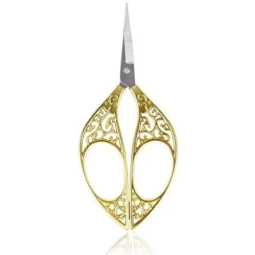 BIHRTC 4.4 Inch Sewing Scissors Small Stainless Steel Sharp Tip Embroidery Scissors DIY Tools Dressmaker Shears Scissors for Sewing Needlepoint Household Crafting Office Art Work Gold Scissors