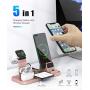 Sixmas Wireless Charger, 5 in 1 Wireless Charging Station for iPhone Samsung, USB C Dock Station for Android Phones, Charging Stand for Apple Watch SE and Series 6 5 4 3 2 1 AirPods Pro 2 1