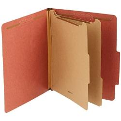 Amazon Basics Pressboard Classification File Folder with Fasteners, 2 Dividers, 2 Inch Expansion, Letter Size, Red, 10-Pack