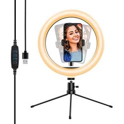 10.2’’ Selfie Ring Light with Tripod Stand&Phone Holder,Yoozon Dimmable Desktop LED Beauty Camera Ringlight for Live Stream/Makeup/YouTube Video/Vlog/TIK Tok, Compatible with iPhone & Android