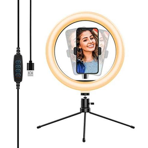 10.2’’ Selfie Ring Light with Tripod Stand&Phone Holder,Yoozon Dimmable Desktop LED Beauty Camera Ringlight for Live Stream/Makeup/YouTube Video/Vlog/TIK Tok, Compatible with iPhone & Android