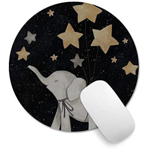 Pricetail Mouse Pad, Elephant Under The Star Cute Mouse Pads, Mouse Pad Gaming Small-grtswp, Non-Slip Rubber Base Mouse Pads, Waterproof Office Mousepads, for PC Computer Laptop, 7.9 x 7.9 x 0.1 Inch