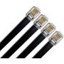 (4 Pack) 4 Inch RJ12 6P6C Data Cable, Male to Male 4'' Modular Data Cord (Black - Straight Wiring)