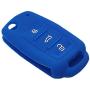 LemSa 2pcs Silicone 3 Buttons Flip Key Fob Cover Case Remote Keyless Entry Protector Holder Bag Compatible with VW Volkswagen Jetta GTI Passat Golf Tiguan Touareg Beetle, Black+Blue