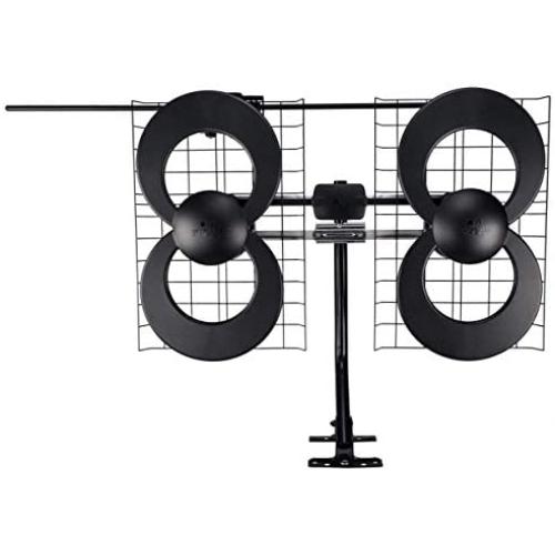 Antennas Direct Clearstream 4V TV Antenna, 70+ Mile Range, UHF/Vhf, Multi-Directional, Indoor, Attic, Outdoor, Mast W/Pivoting Base/Hardware/Adjustable Clamp/Sealing Pads, 4K Ready, Black – C4-V-CJM