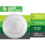(6 Pack) 7.5'' Flush Mount Dimmable LED Disk Light, 15W (120W Equivalent), 120V, 5000K Bright White, White Trim, ETL Listed - Suitable for Wet Locations - 4/6'' J-Box