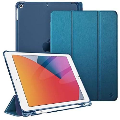 Fintie Case with Pencil Holder for iPad 8th Gen (2020) / 7th Generation (2019) 10.2 Inch - Slim Shell Hard Case with Translucent Frosted Stand Back Cover, Supports Auto Wake/Sleep, Teal