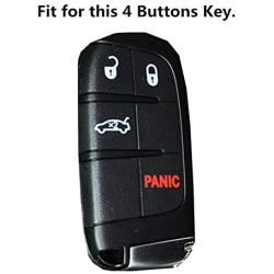 Ezzy Auto A Pair Black 4 Buttons Rubber Silicone (Red Buttons) Key Fob Case Covers Key Cover Key Jacket Skin Protector fit for Dodge Challenger