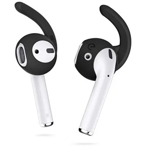 EarBuddyz 2.0 Ear Hooks and Covers Accessories Compatible with Apple AirPods 1 & 2 or EarPods Headphones/Earphones/Earbuds (3 Pairs) (Black)
