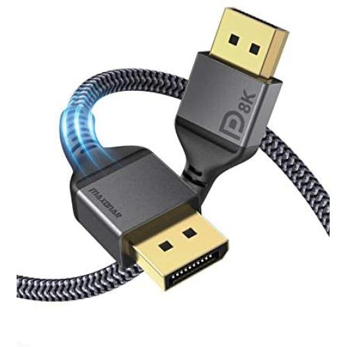 DisplayPort Cable 1.4, Maxonar 8K 10Ft/ 3M Displayport Cable (8K@60Hz 7680x4320, 4K@240Hz, 2K@144Hz) VESA Certified HBR3 High Speed DP to DP Cable Cord for PC, Laptop, TV Gaming Monitor - Grey