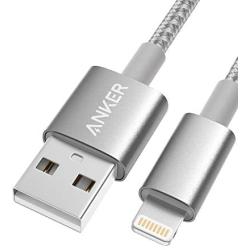 Anker 6ft Premium Nylon Lightning Cable, Apple MFi Certified for iPhone Chargers, iPhone SE/Xs/XS Max/X / 8/7 / 6 Plus / 5s, iPad Pro Air 2, and More (Silver)
