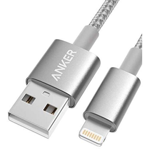 Anker 6ft Premium Nylon Lightning Cable, Apple MFi Certified for iPhone Chargers, iPhone SE/Xs/XS Max/X / 8/7 / 6 Plus / 5s, iPad Pro Air 2, and More (Silver)