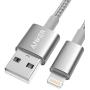 Anker 6ft Premium Nylon Lightning Cable, Apple MFi Certified for iPhone Chargers, iPhone SE/Xs/XS Max/X / 8/7 / 6 Plus / 5s, iPad Pro Air 2, and More (Silver)